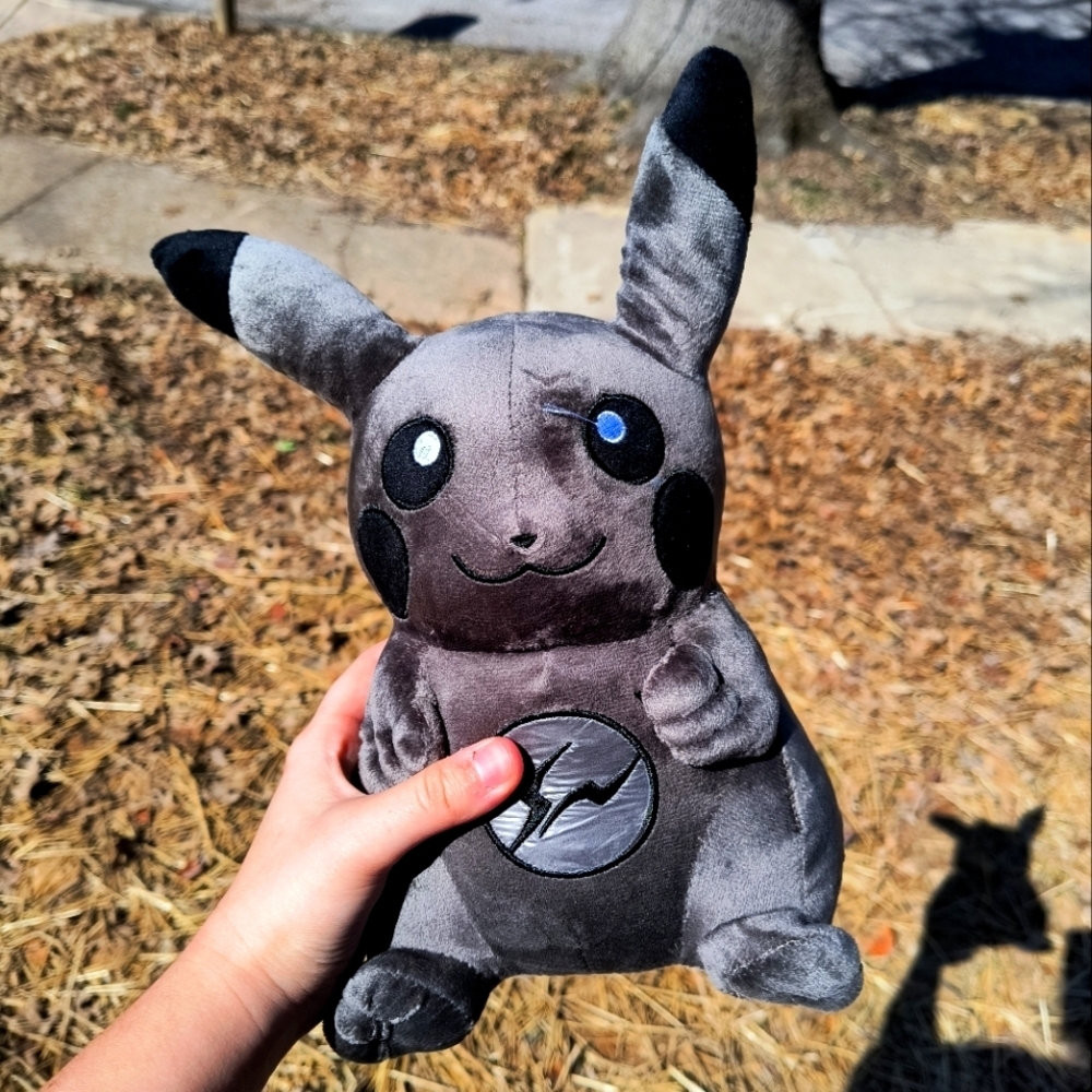 Adorable Cute Soft Smiling Gray Pokémon Pikachu with Black Accents Plush Toy